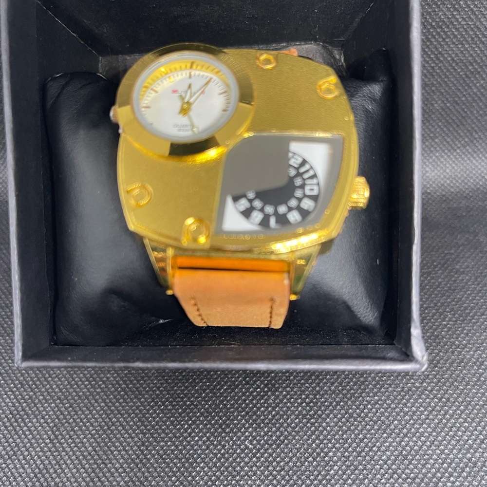 Unique Gold and Tan Watch